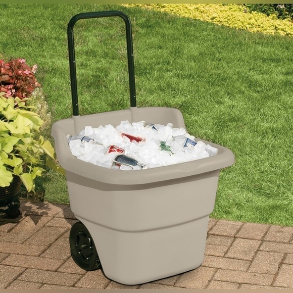 Suncast Resin 15.5 Gallon Multi-Purpose Cart with Wheels, Brown, Taupe NWT - Picture 6 of 13